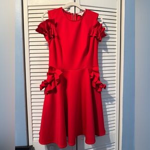 Elegant Red Ruffle Dress